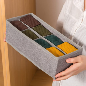 Bamboo Drawer Storage Organizer with Compartments for Socks and Jewelry