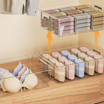 Foldable Fabric Compartment Bins for Organizing Lingerie, Socks and Ties
