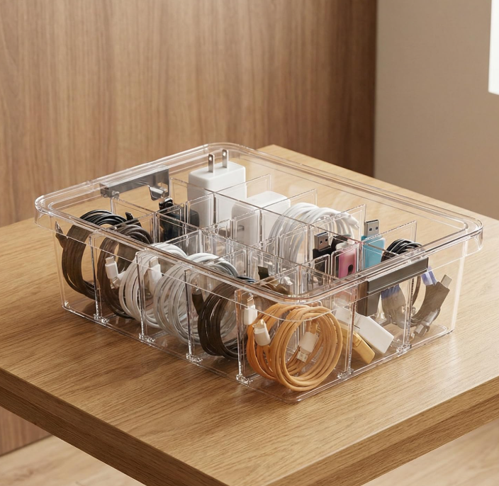 Foldable Fabric Compartment Bins for Organizing Lingerie, Socks and Ties