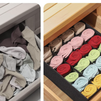 Adjustable Clear Drawer Organizer with Removable Sections for Socks and Underwear
