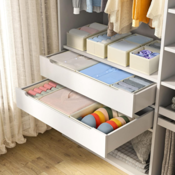 6 Pack Collapsible Fabric Storage Baskets for Underwear, Socks and Clothing