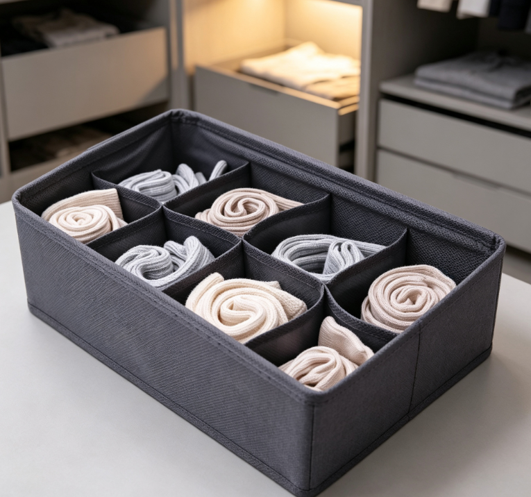 9 Pack Closet Drawer Bins for Organizing Bras, Socks, Belts and Underwear