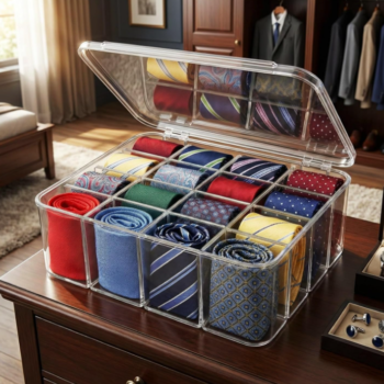 2 Pack Foldable Drawer Boxes with Separate Sections for Socks and Underwear