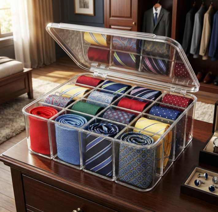 2 Pack Foldable Drawer Boxes with Separate Sections for Socks and Underwear