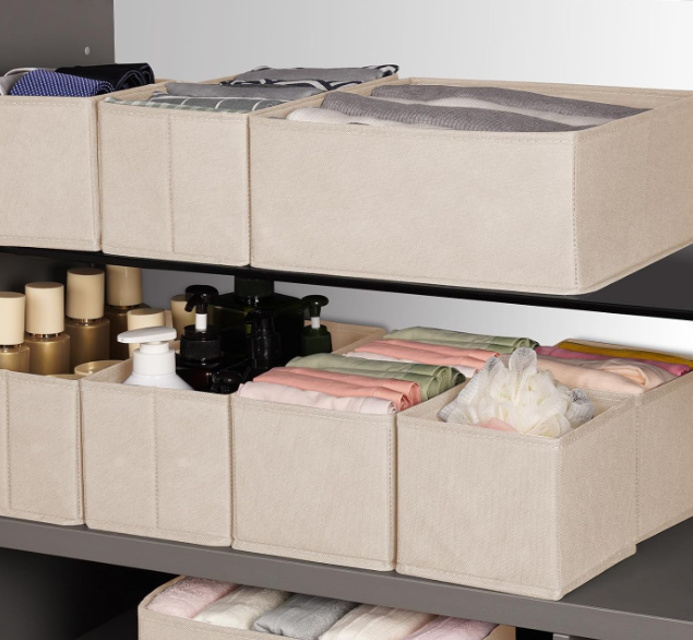 4 Pack Fabric Drawer Baskets for Organizing Socks, Underwear and Everyday Clothing