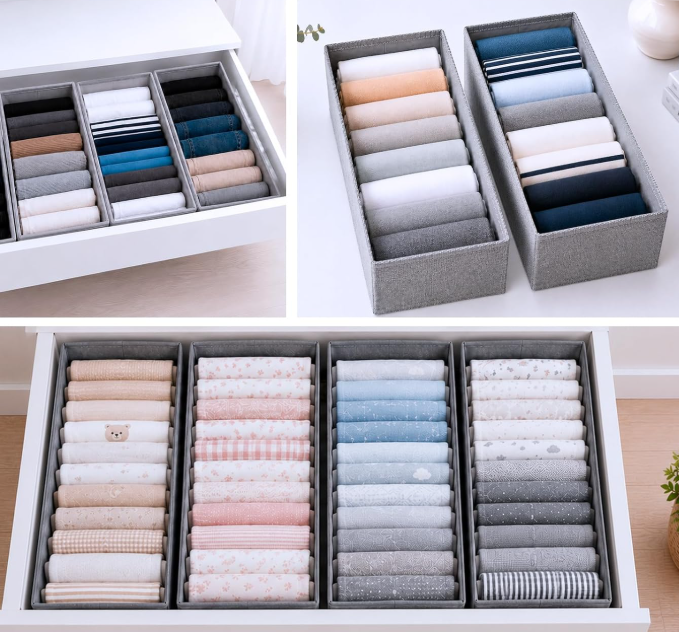 Wooden Multi-Section Drawer Tray for Sorting Small Household Accessories