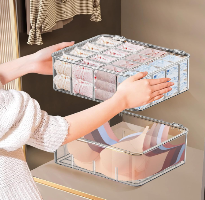 3 Pack Foldable Garment Storage Bins for Bras, Socks, Ties and Underwear