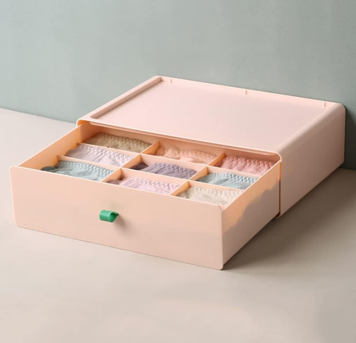 Multi-Section Closet Storage Box for Separating Socks, Underwear and Accessories