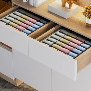 2 Pack Multi-Compartment Drawer Boxes for Socks, Bras and Underwear