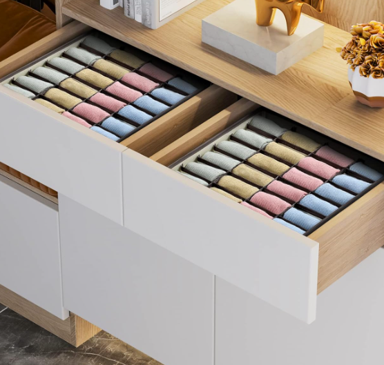 2 Pack Multi-Compartment Drawer Boxes for Socks, Bras and Underwear