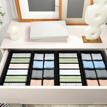 4 Pack Space Saving Drawer Storage Bins for Socks and Clothing